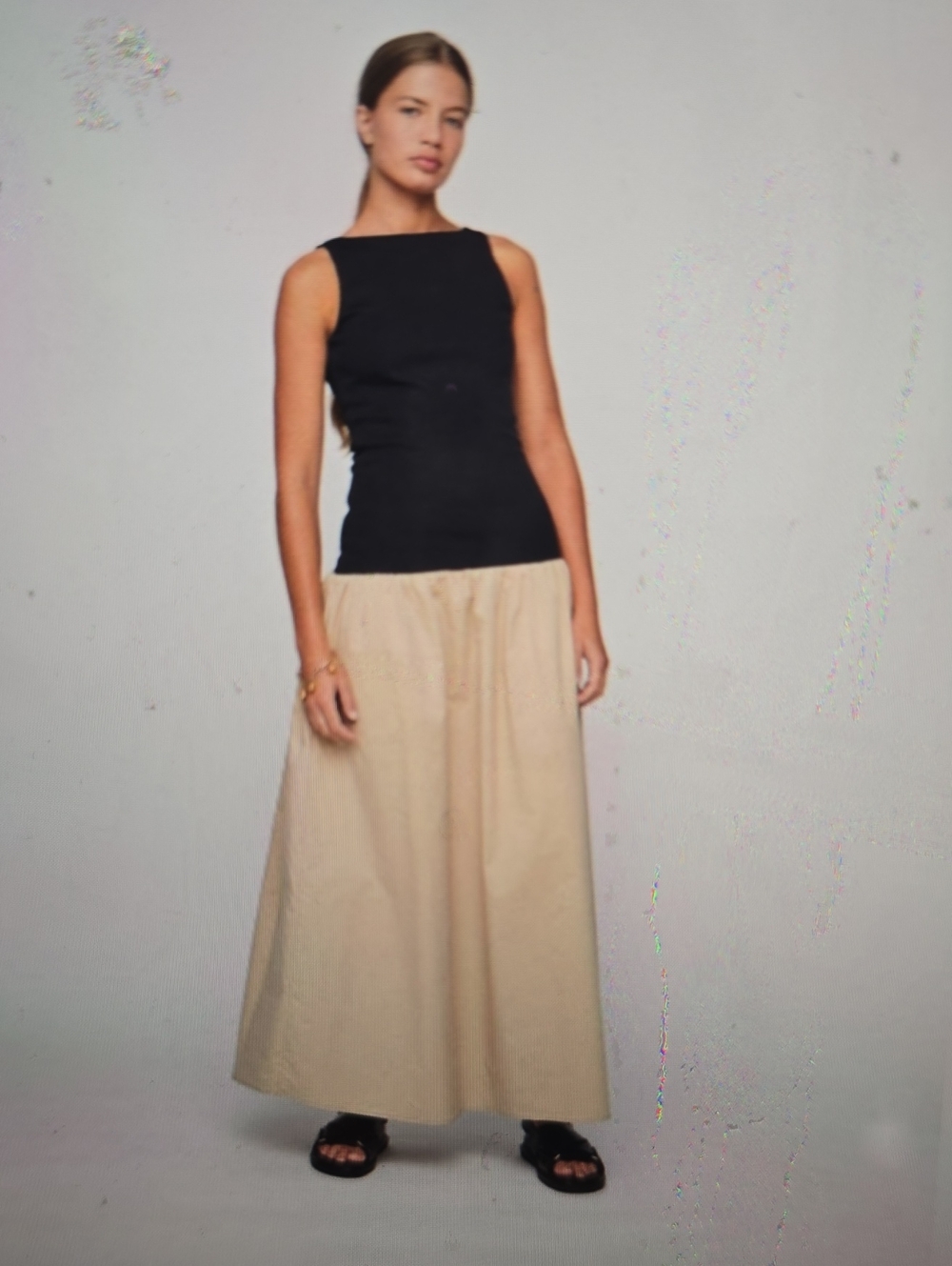 Anna‎ Quan Beige Maxi Skirt with Full A-Line Fall 8